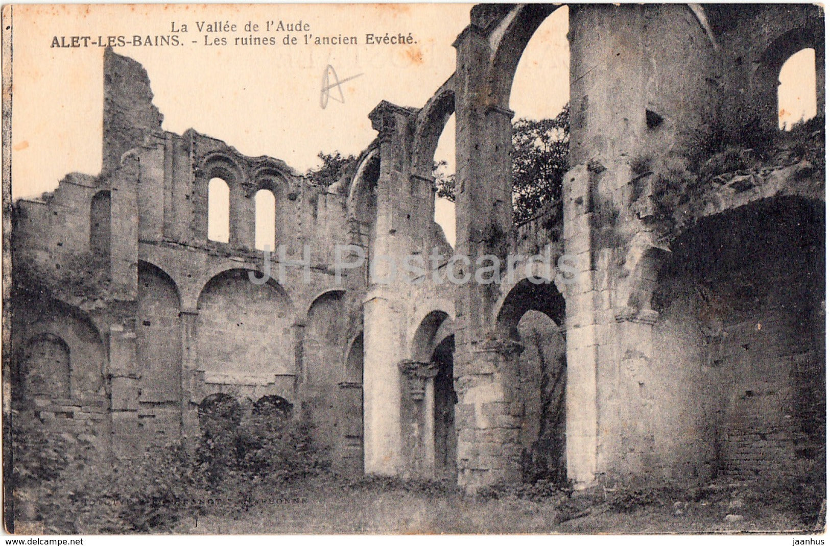 Alet Les Bains - Les Ruines de l'ancien Eveche - Le Vallee de l'Aude - 1935 - old postcard - France - used - JH Postcards