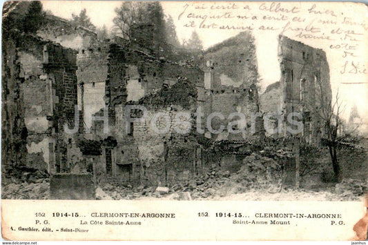 1914-1915 Clermont En Argonne - La Cote Sainte Anne - Saint Anne Mount - 152 - old postcard - 1919 - France - used - JH Postcards