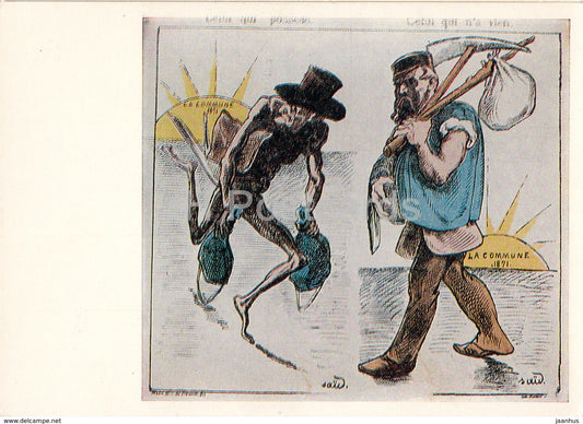 illustration by Said - Bourgeois and proletarians - caricature - propaganda - Russian art - 1970 - Russia USSR - unused - JH Postcards