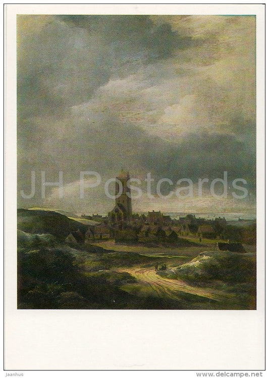 painting by Jacob van Ruisdael - View of Egmond aan Zee - Dutch art - 1983 - Russia USSR - unused - JH Postcards