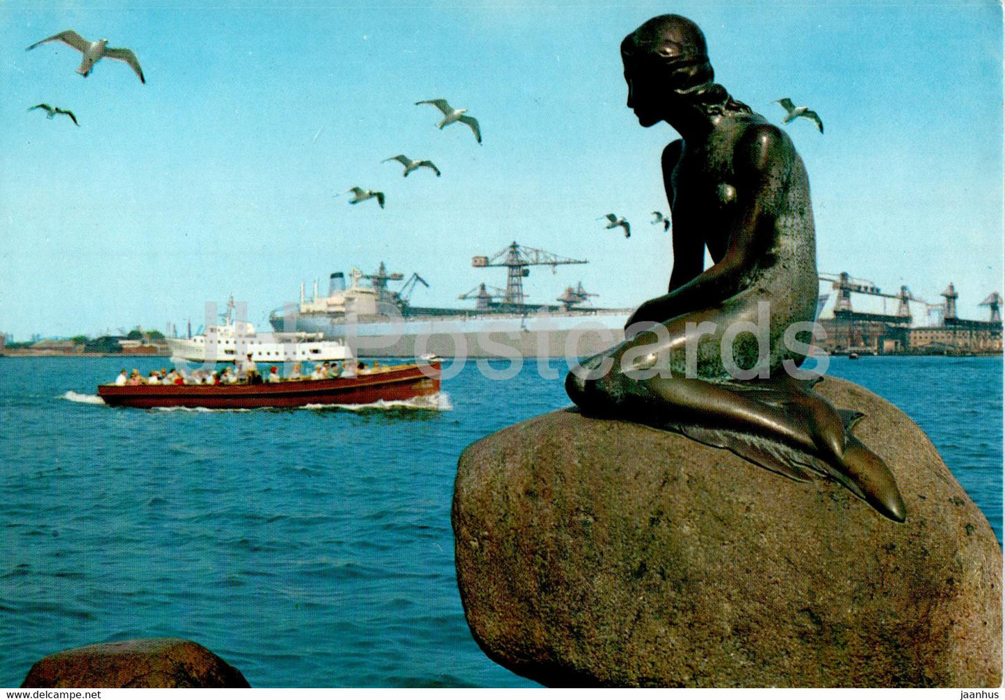Copenhagen - Kopenhagen - Little Mermaid - Langelinie - Little Mermaid - boat - ship - T 115 - Denmark - unused - JH Postcards