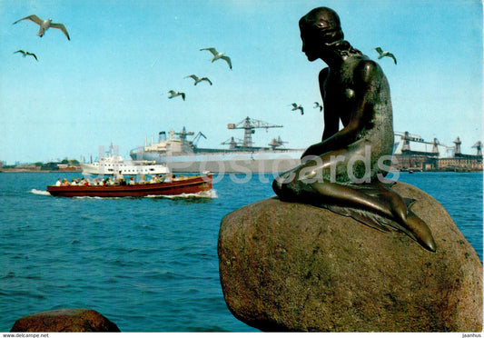 Copenhagen - Kopenhagen - Little Mermaid - Langelinie - Little Mermaid - boat - ship - T 115 - Denmark - unused - JH Postcards