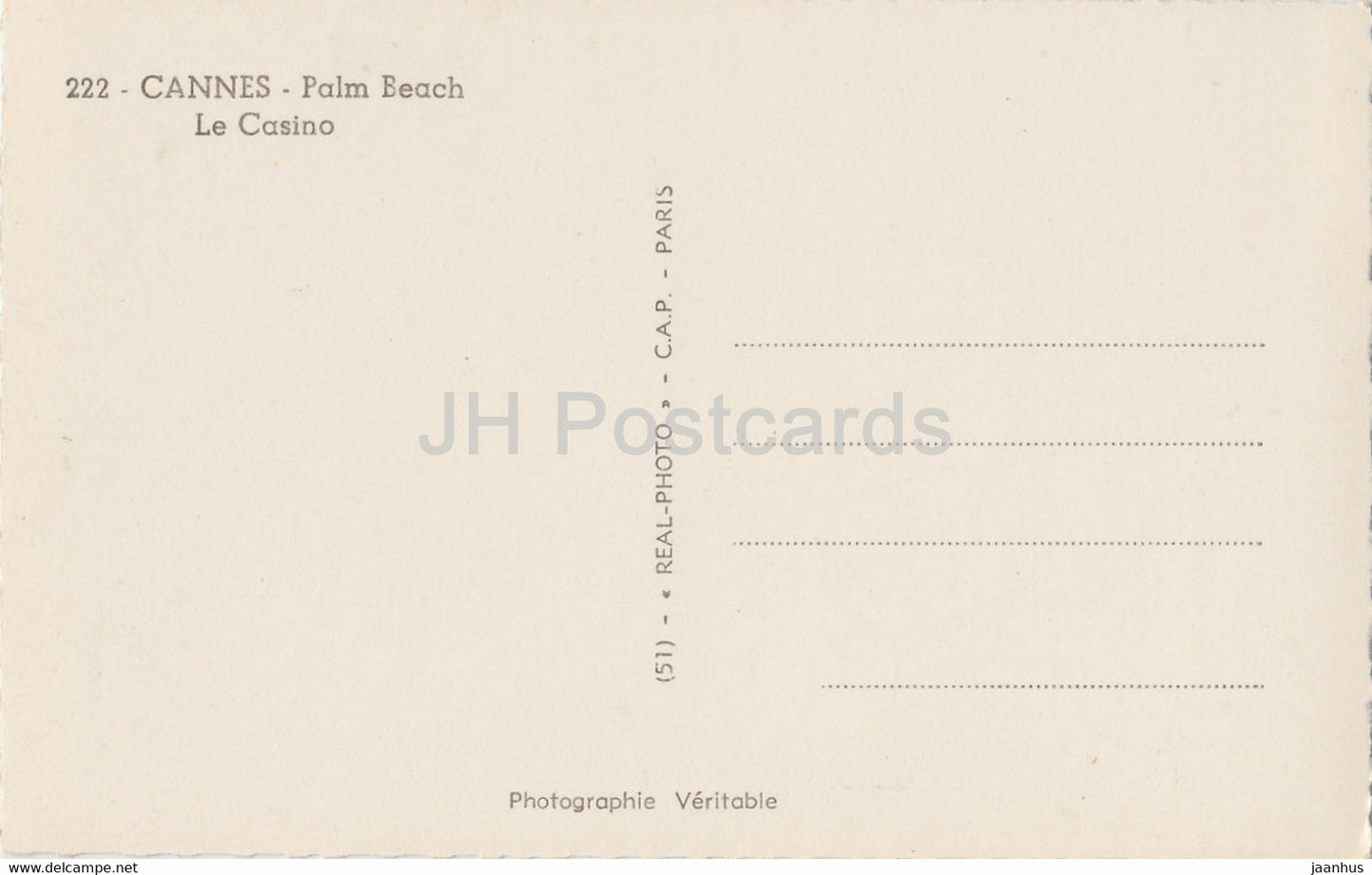 Cannes - Palm Beach - Le Casino - 222 - France - unused