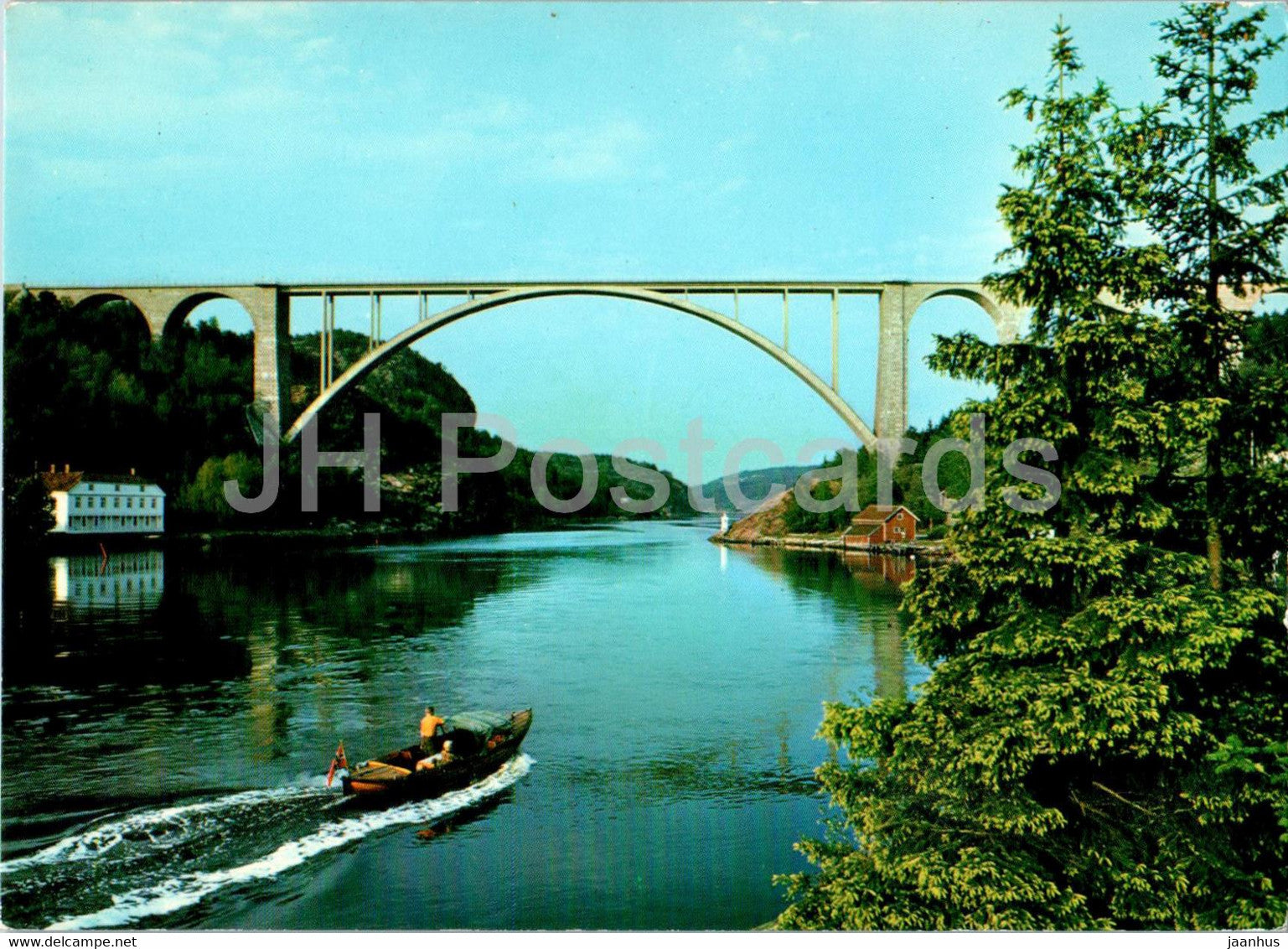 Svinesundbron - bridge - boat - 798 - Sweden - used - JH Postcards