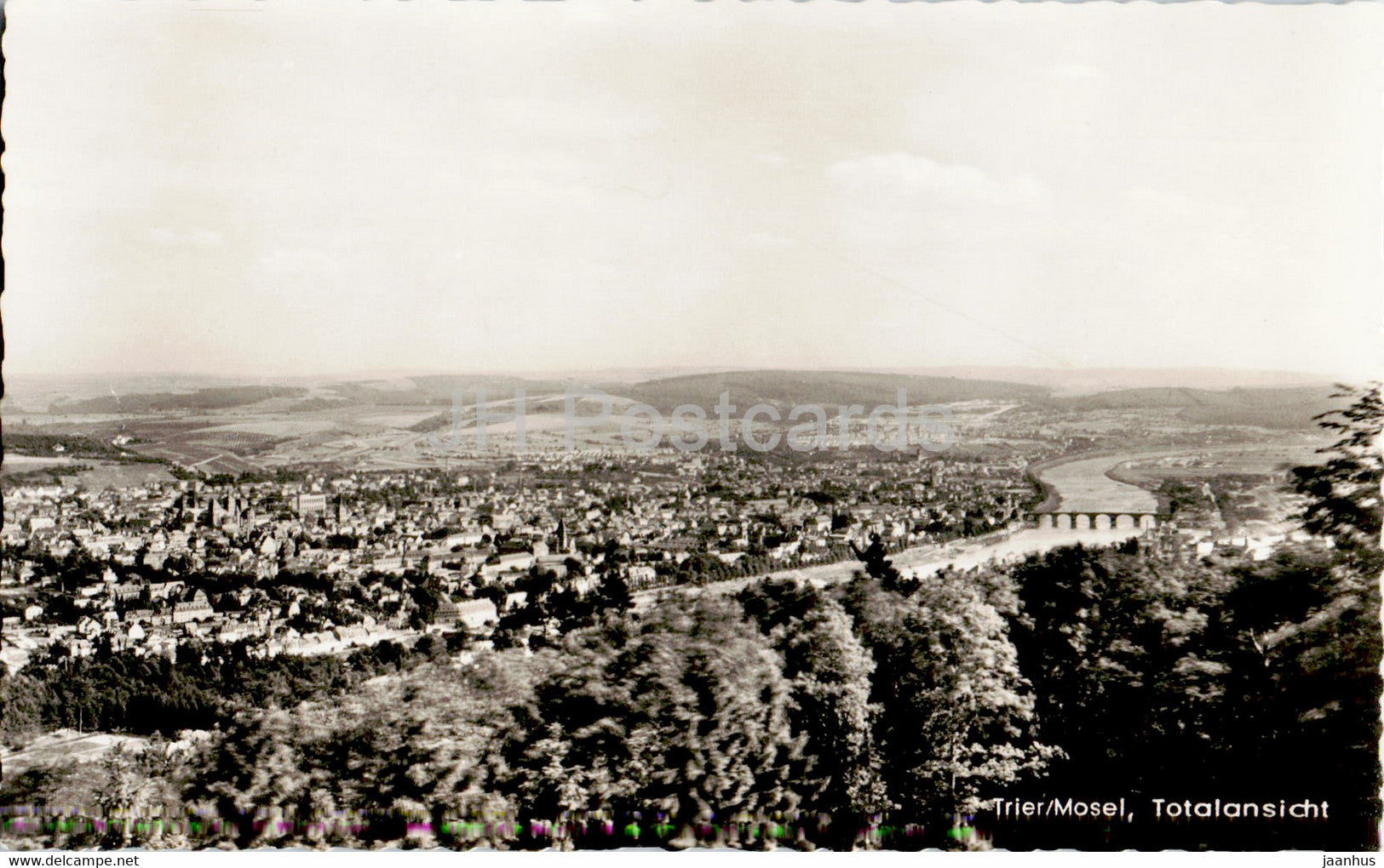 Trier - Mosel - Totalansicht mit Mosel und Romerbrucke - old postcard - Germany - unused - JH Postcards