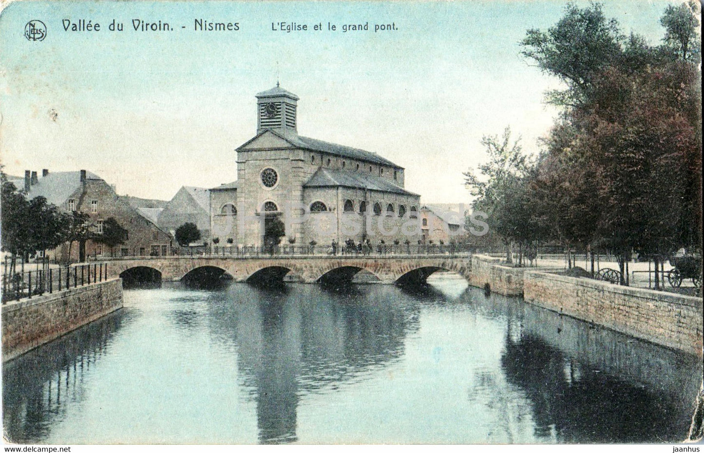Valle du Viroin - Nismes - L'Eglise et le grand pont - church - bridge - old postcard - Belgium - used - JH Postcards