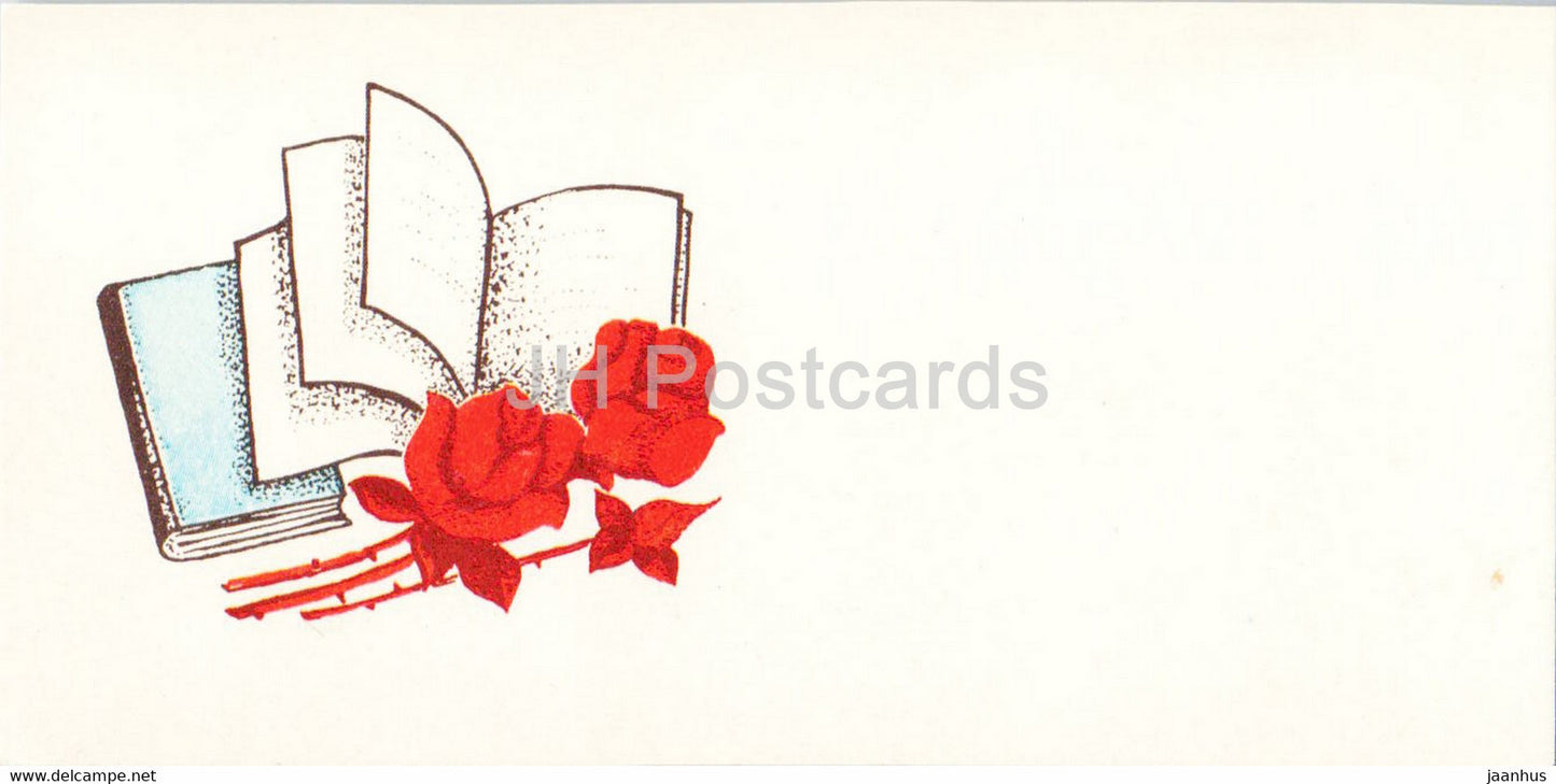 Mini Greeting Card - by S. Dislere - book - roses - 1979 - Latvia USSR - unused - JH Postcards