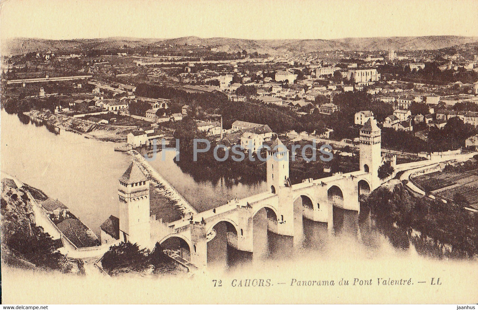 Cahors - Panorama du Pont Valentre - bridge - 72 - old postcard - France - unused - JH Postcards