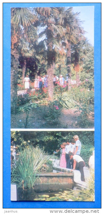 Palm Alley and water cascade in Lower Park - Nikitsky Botanical Garden - 1981 - Ukraine USSR - unused - JH Postcards