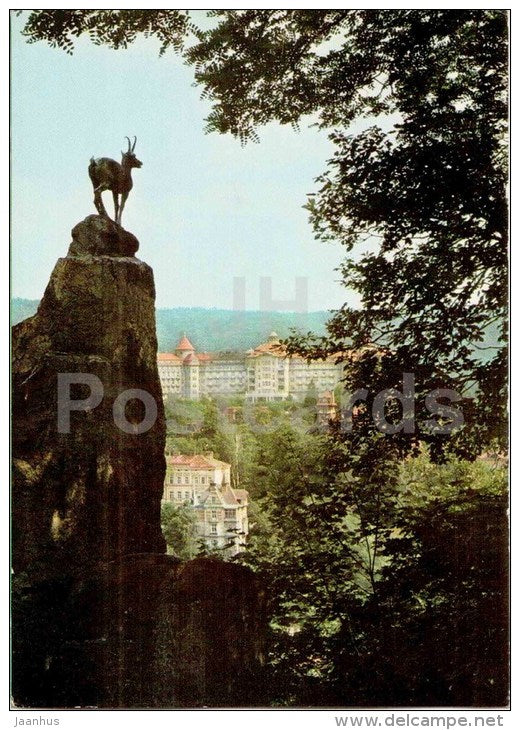 looking from the Stag`s Leap towards the sanatorium Imperial - Karlovy Vary - Czechoslovakia - Czech - unused - JH Postcards