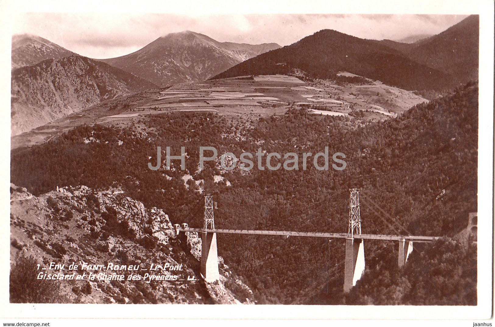 Env de Font Romeu - Le Pont Gisclard et la Chaine des Pyrenees - bridge - 1 - old postcard - France - unused - JH Postcards