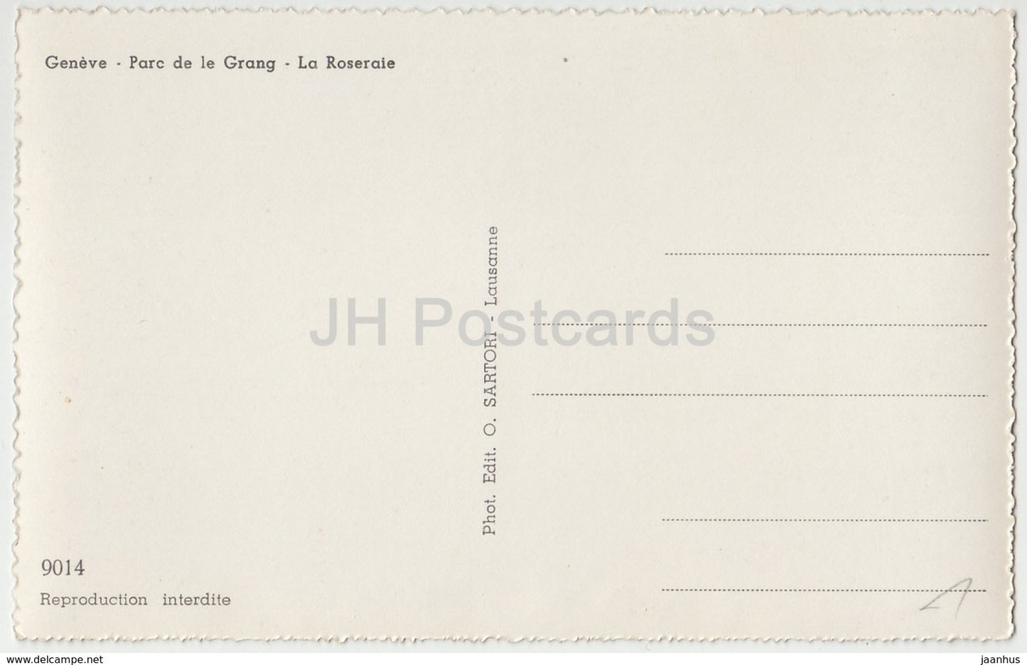 Genf - Genf - Parc de le Grang - La Roseraie - 9014 - Schweiz - alte Postkarte - unbenutzt