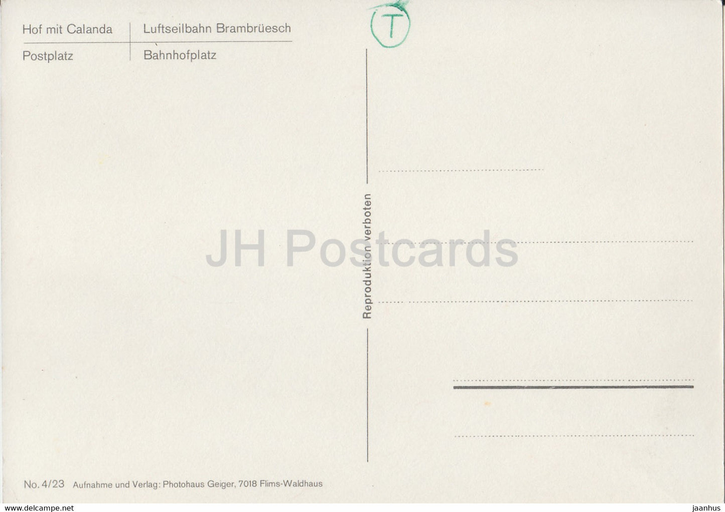 Coire - Hof mit Calanda - Postplatz - Luftseilbahn Brambruesch - Bahnhofplatz - téléphérique - Suisse - inutilisé