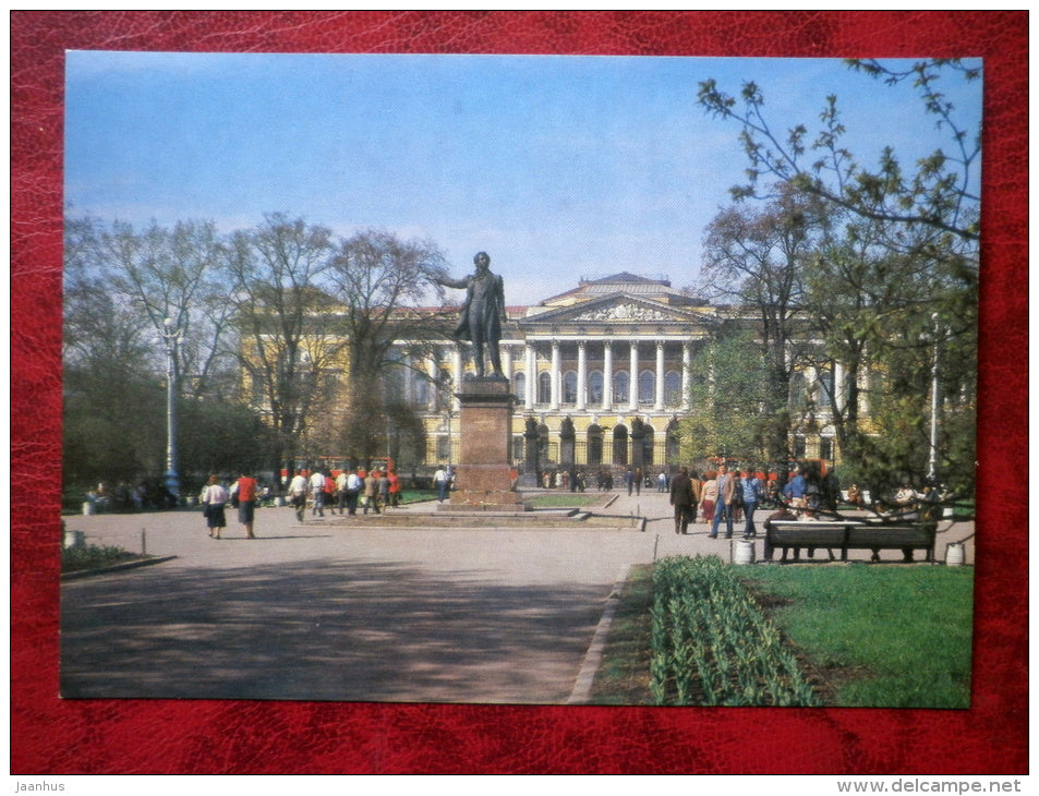 Leningrad - St. Petersburg - The Russian Museum - Monument to Pushkin - 1986 - Russia - USSR - unused - JH Postcards
