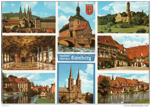 Tausendjähriges Bamberg - Dom - Kaisersaal - Concordia - Rathaus - Michaelskirche - Germany - 1988 gelaufen - JH Postcards