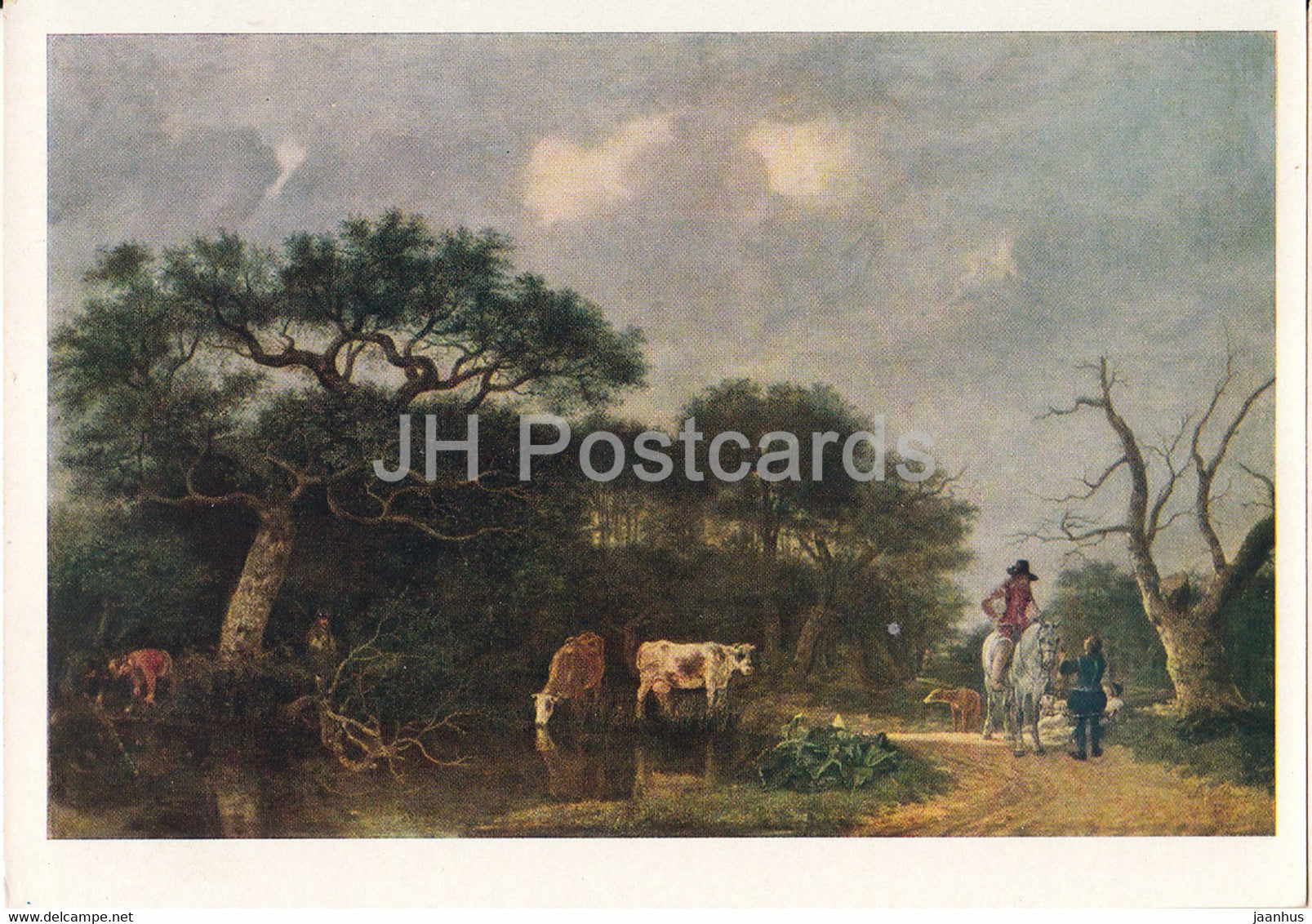 painting by Govert Dircksz Camphuysen - Landscape with Hunters - Dutch art - 1961 - Russia USSR - unused - JH Postcards