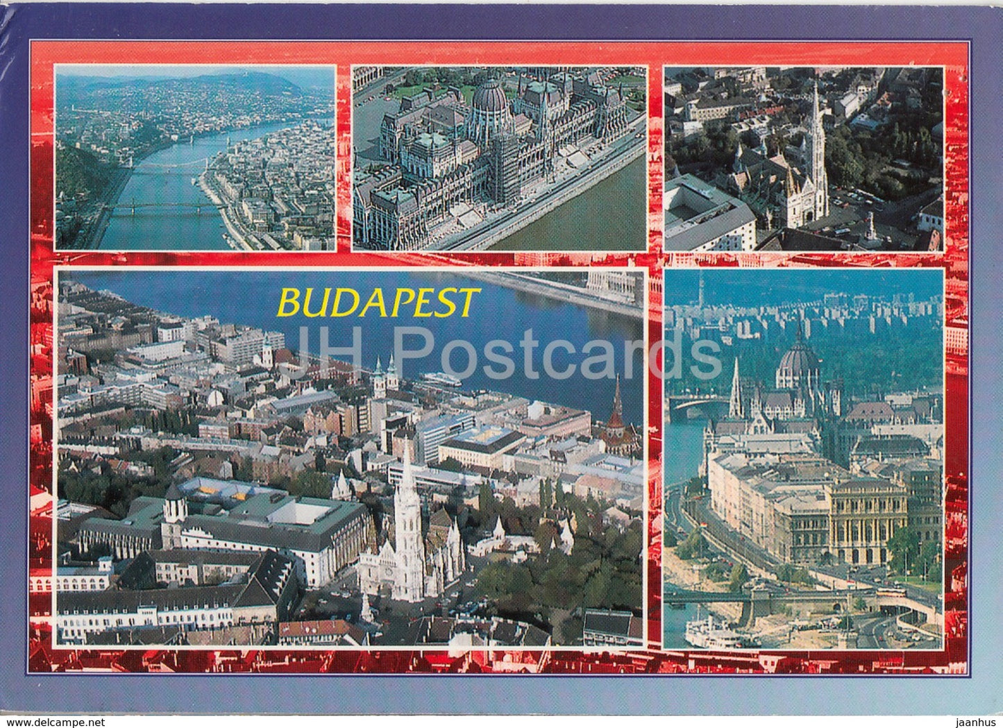Greetings from Budapest - parliament - cathedral - architecture - 1995 - Hungary - used - JH Postcards