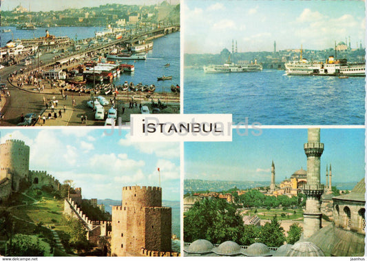 Istanbul - G Bridge - Harbour - Fortress - St Sophia - multiview - 2 - Turkey - unused - JH Postcards