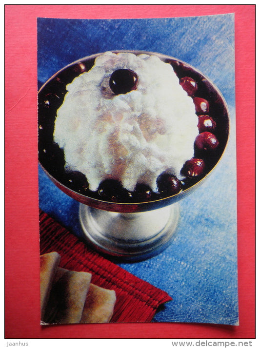 cranberry mousse - recipes - Latvian dishes - 1971 - Russia USSR - unused - JH Postcards