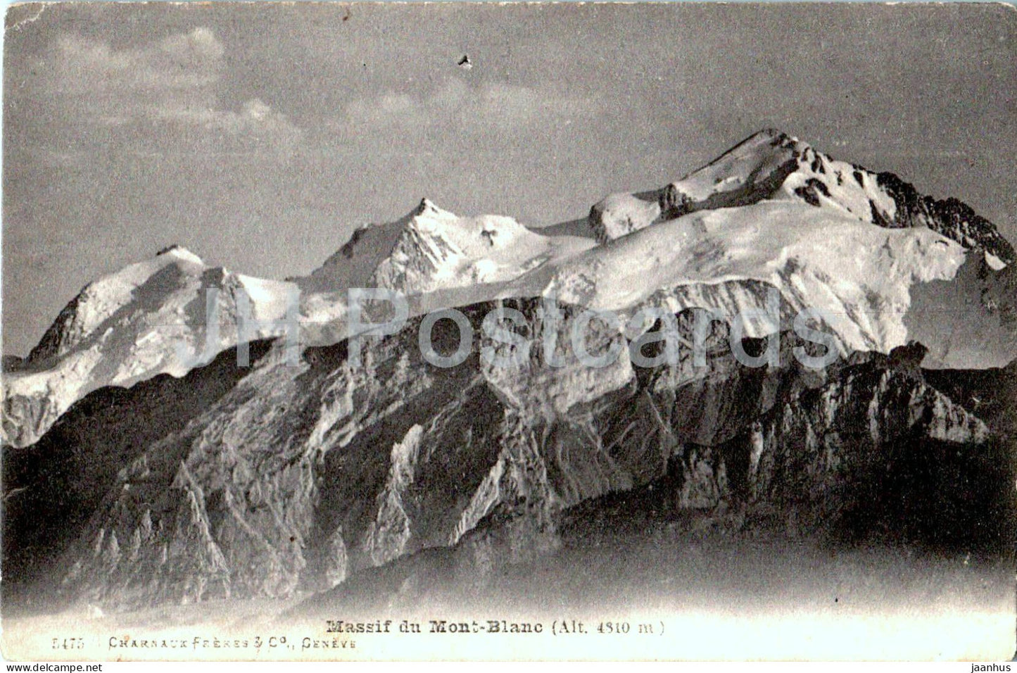 Massif du Mont Blanc - Alt 4810 - 5475 - old postcard - 1916 - France - used - JH Postcards