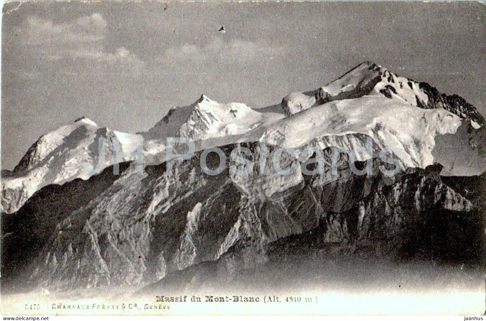 Massif du Mont Blanc - Alt 4810 - 5475 - old postcard - 1916 - France - used - JH Postcards