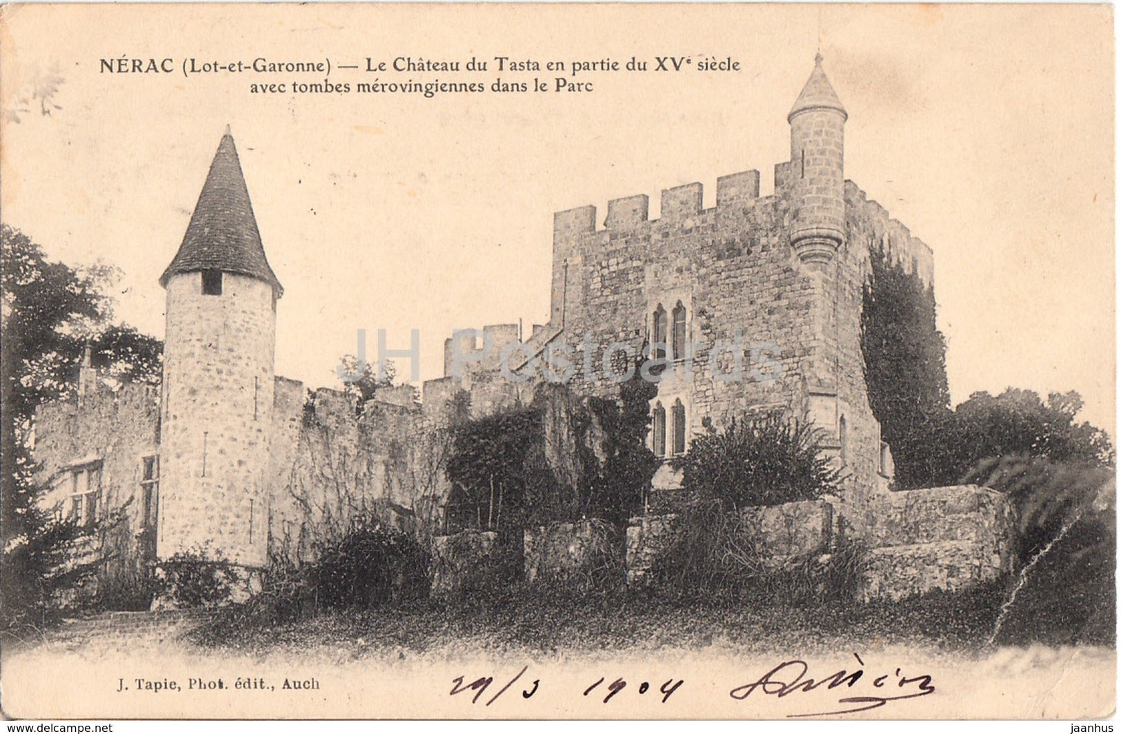 Nerac - Le Chateau du Tasta - castle - old postcard - 1904 - France - used