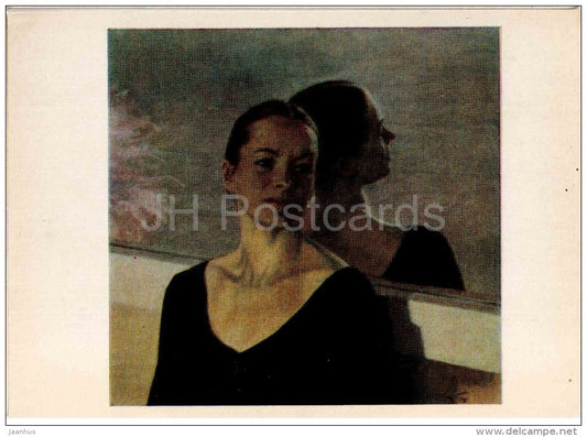 painting by A. Levitin - Portrait of russian ballerina I. Kolpakova , 1974-75 - russian art - unused - JH Postcards