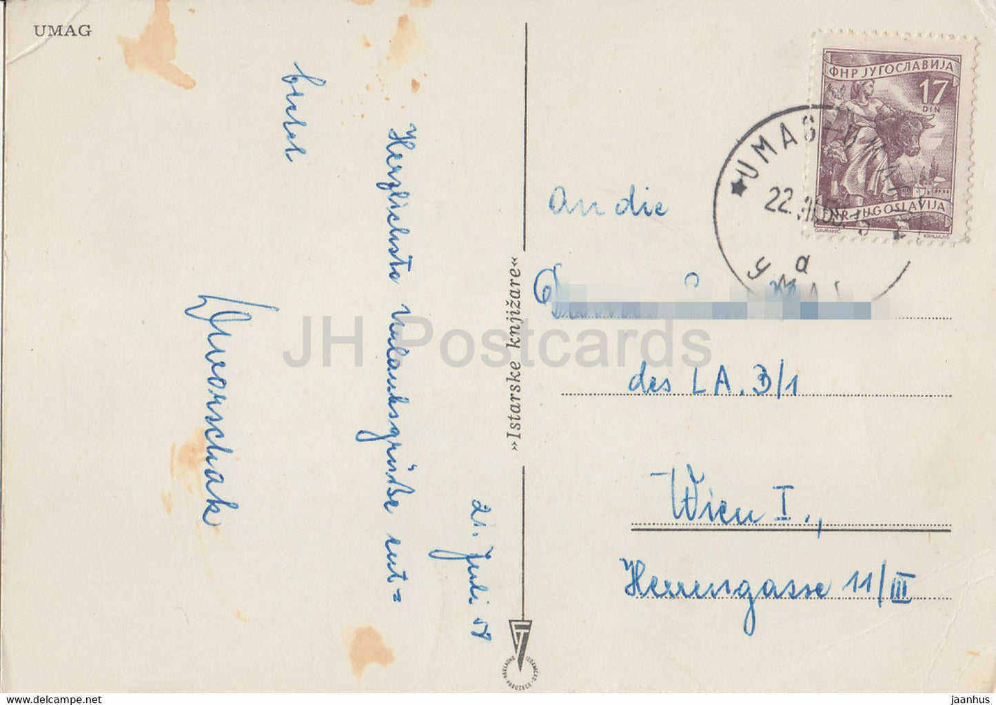 Stadtansicht von Umag – 1958 – Jugoslawien – Kroatien – gebraucht