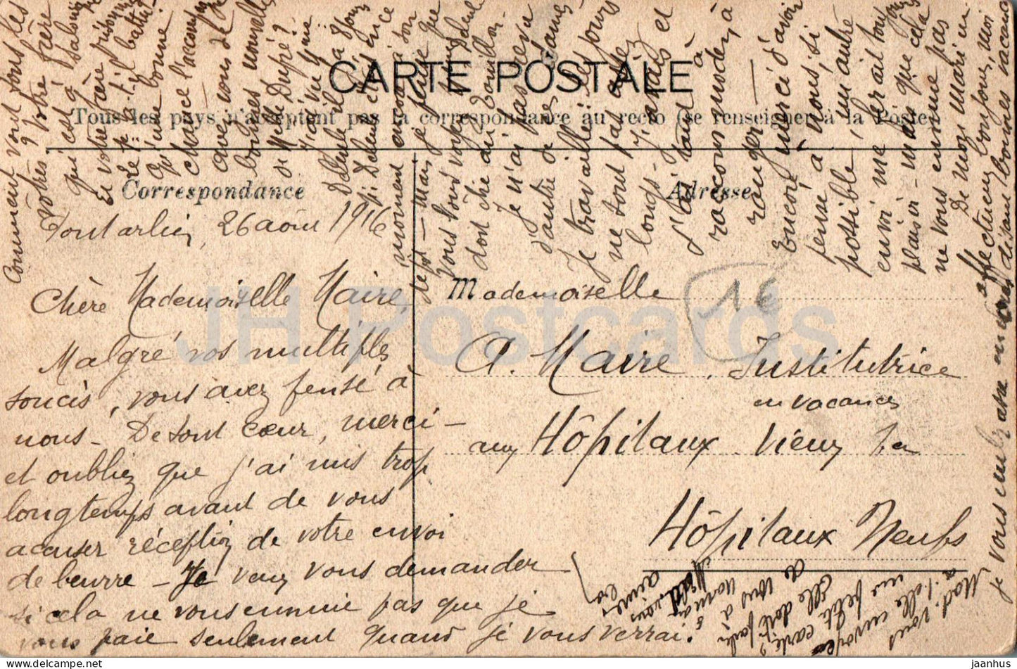 Massif du Mont Blanc - Alt 4810 - 5475 - carte postale ancienne - 1916 - France - occasion 