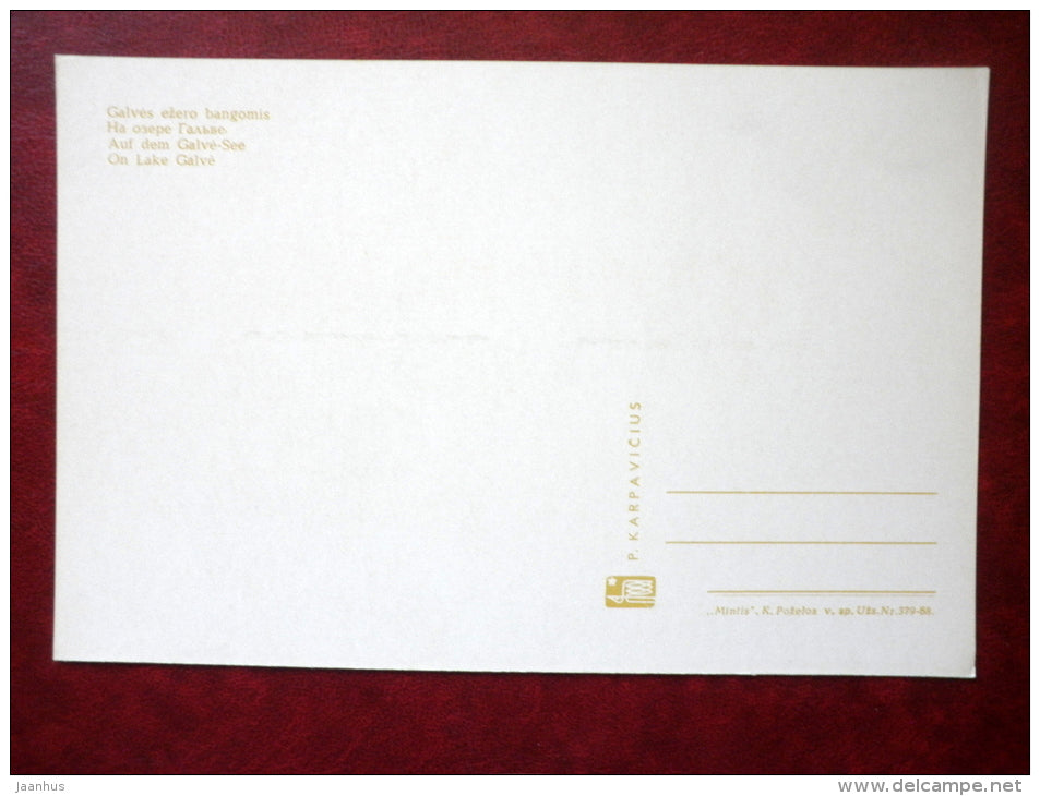 on lake Galve - Trakai - large format postcard - 1968 - Lithuania USSR - unused - JH Postcards