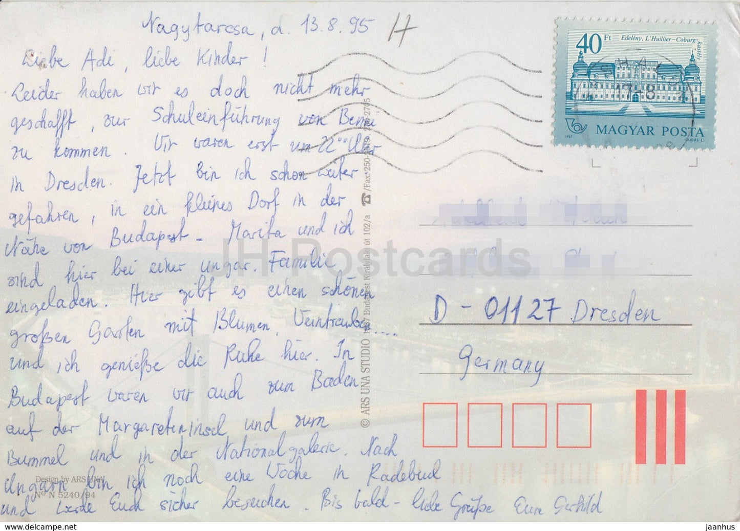 Salutations de Budapest - Parlement - Cathédrale - Architecture - 1995 - Hongrie - utilisé