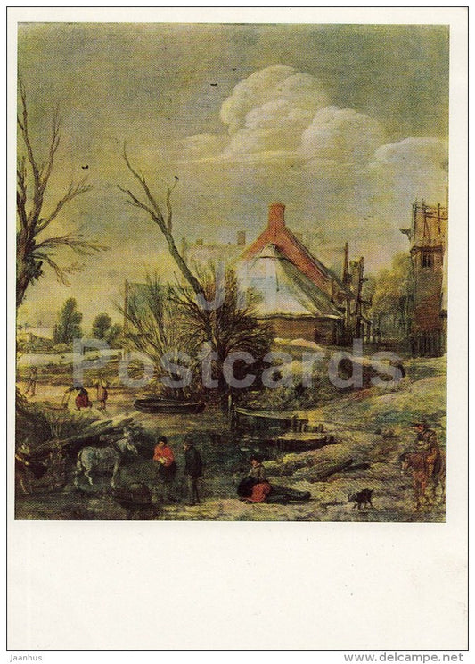 painting by Esaias van de Velde - Winter Landscape - Dutch art - 1968 - Russia USSR - unused - JH Postcards