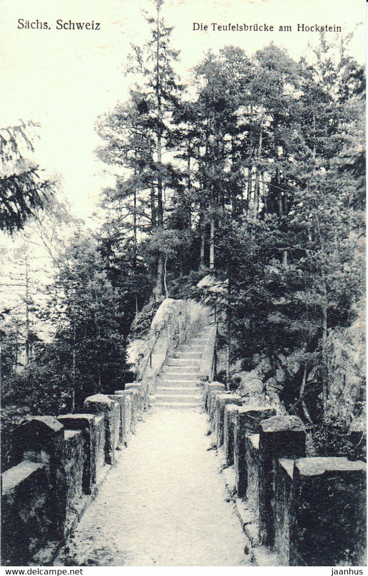 Sachs. Schweiz - Die Teufelsbrucke am Hockstein - old postcard - 1208 - Germany - unused - JH Postcards