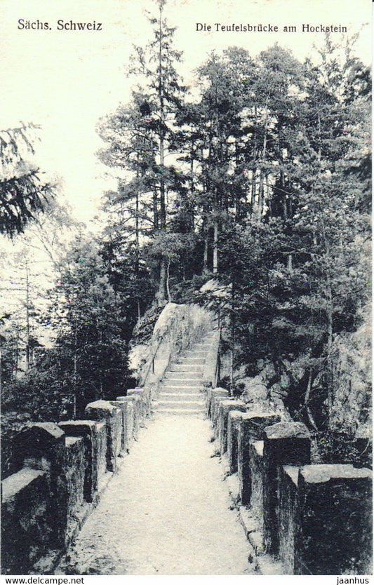 Sachs. Schweiz - Die Teufelsbrucke am Hockstein - old postcard - 1208 - Germany - unused - JH Postcards