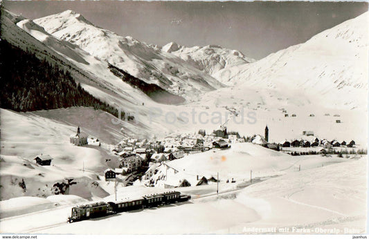 Andermatt mit Furka Oberalp Bahn - railway - train - 5013 - old postcard - Switzerland - unused - JH Postcards