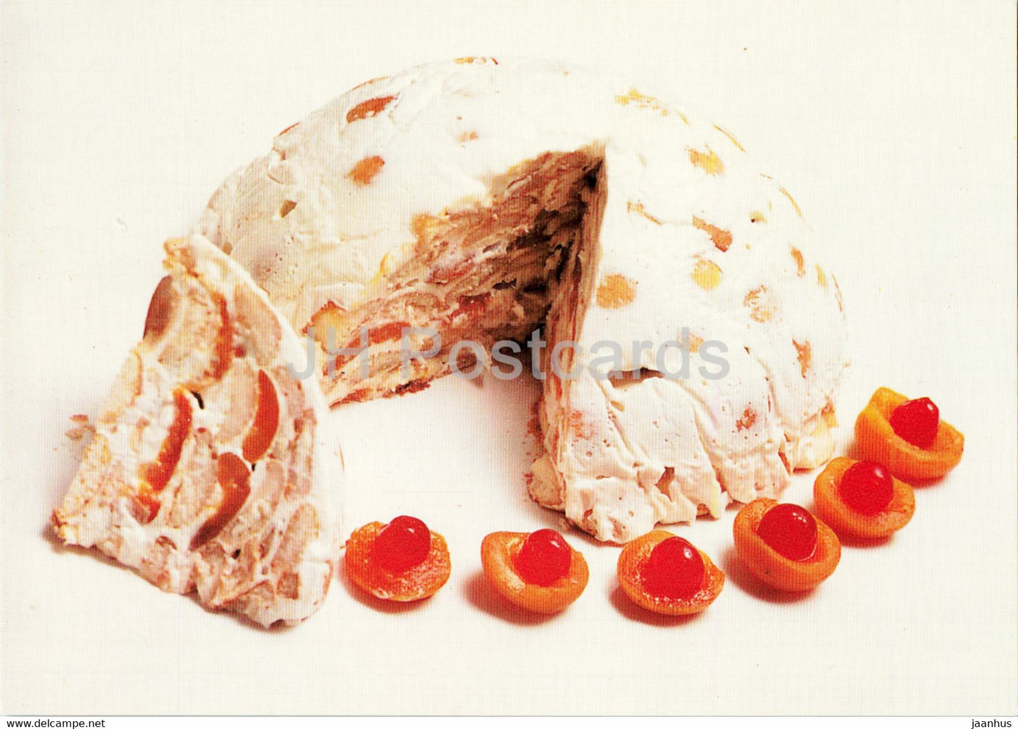 Sponge cake with sour cream and fruit - Vegetarian dishes - recipes - 1989 - Russia USSR - unused - JH Postcards