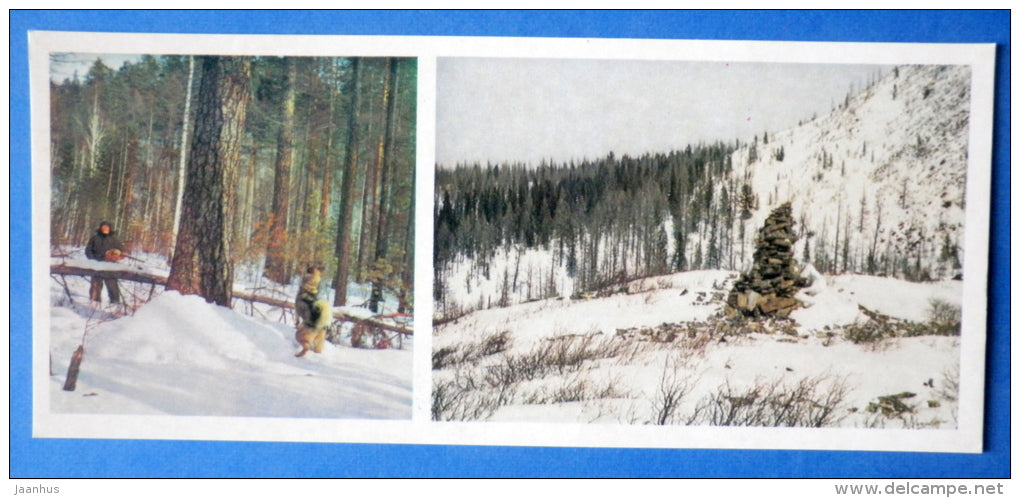 Huntng - dog - winter in the mountains - Lake Baikal - 1978 - Russia USSR - unused - JH Postcards