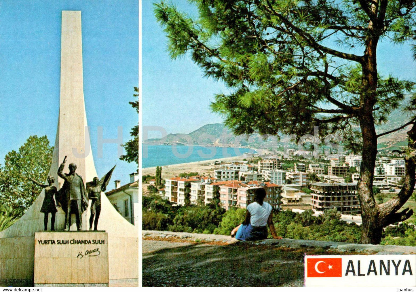 Alanya - Ataturk aniti ve kentten bir gorunum - Ataturk monument and a view from the city - Turkey - unused - JH Postcards
