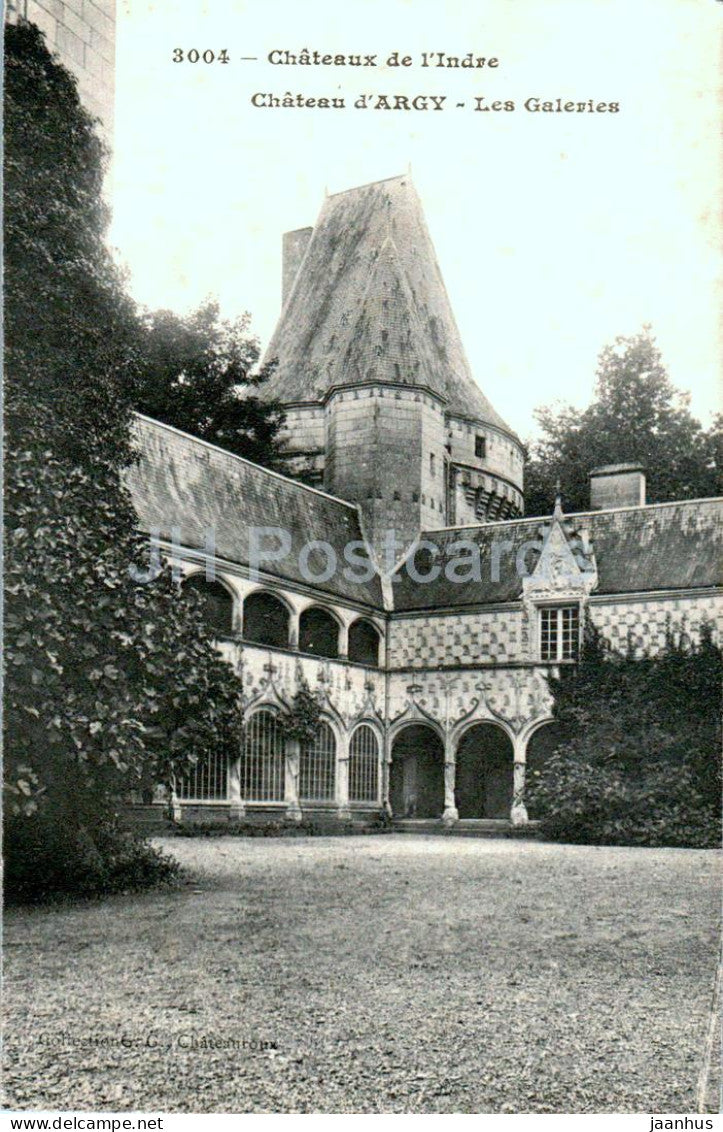 Chateau d'Argy - Les Galeries - Chateaux de l'Indre - castle - 3004 - old postcard - France - unused - JH Postcards