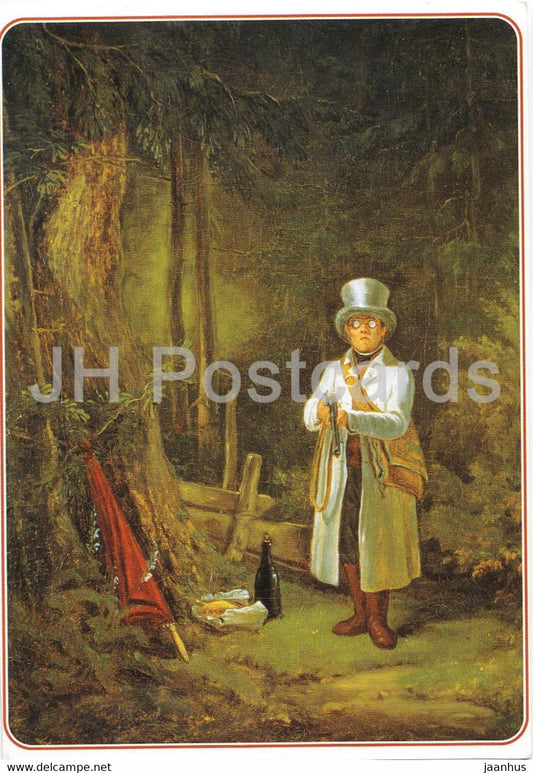 painting by Carl Spitzweg - Der Sonntagsjager - German art - Germany - unused - JH Postcards