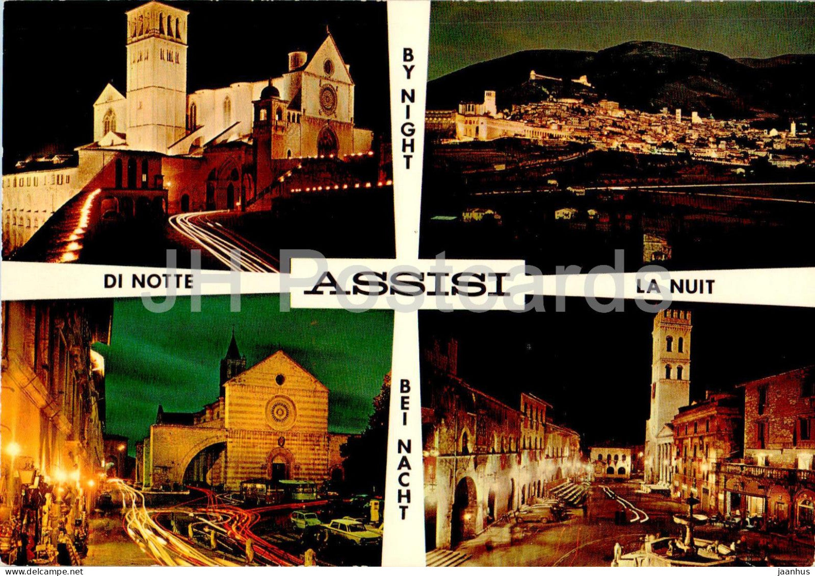 Assisi Di Notte - By Night - multiview - 54 - Italy - unused - JH Postcards