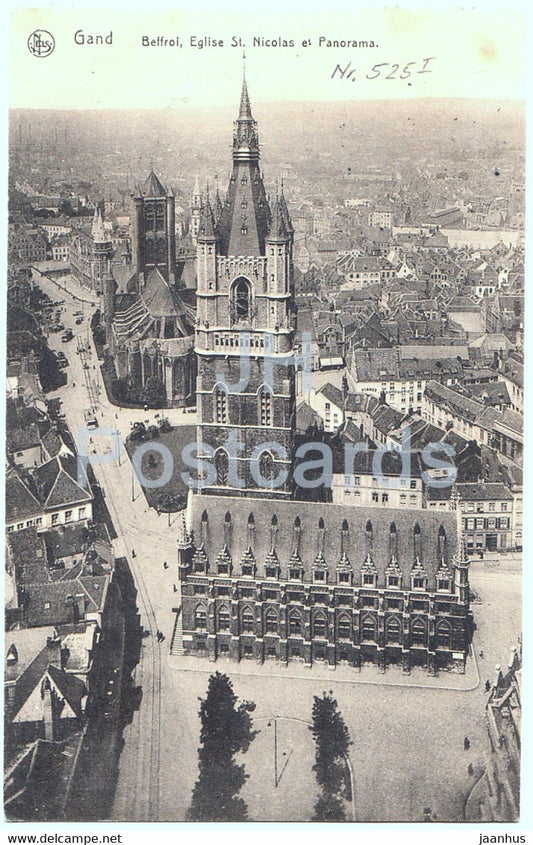 Gand - Gent - Beffroi Eglise St Nicolas et Panorama - Res Inf Rgt 106 - Feldpost - old postcard - 1916 - Belgium - used - JH Postcards