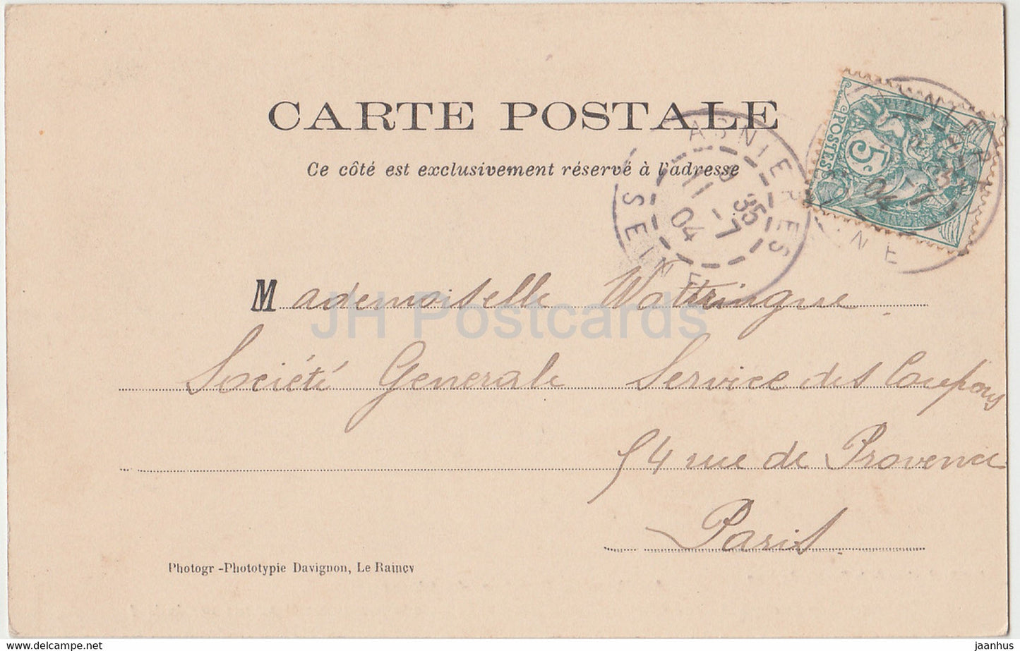 Asnières - Cimetière des Chiens - Monument de Barry - Il sauva la vie a 40 personnes - carte postale ancienne - 1904 France - occasion