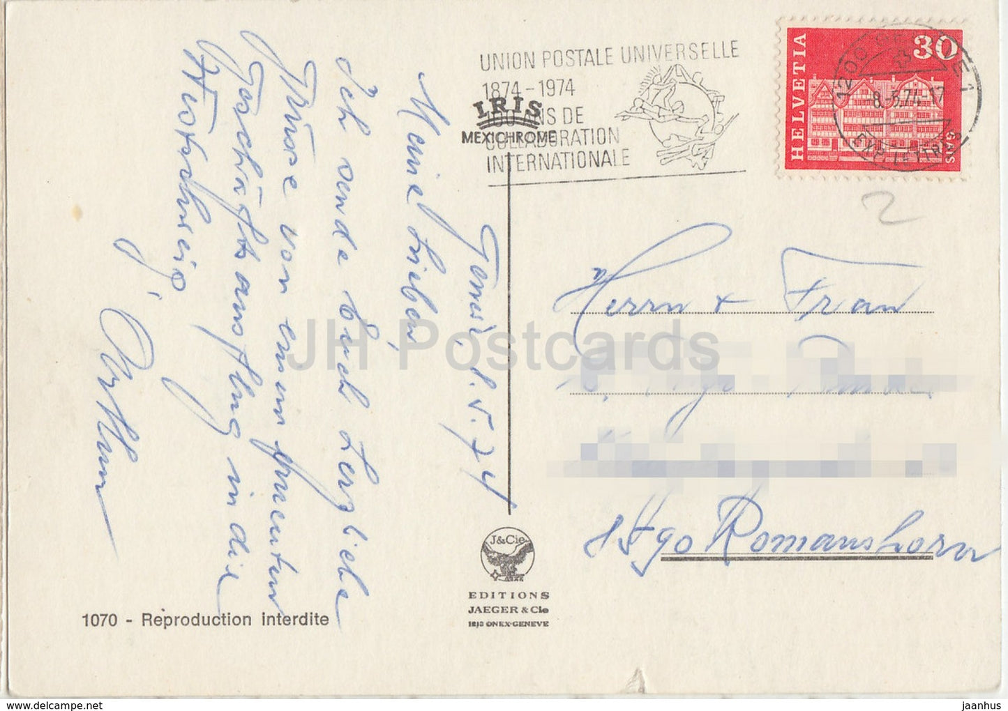 Geneva - Geneve - ship - steamer - 1070 - 1974 - Switzerland - used