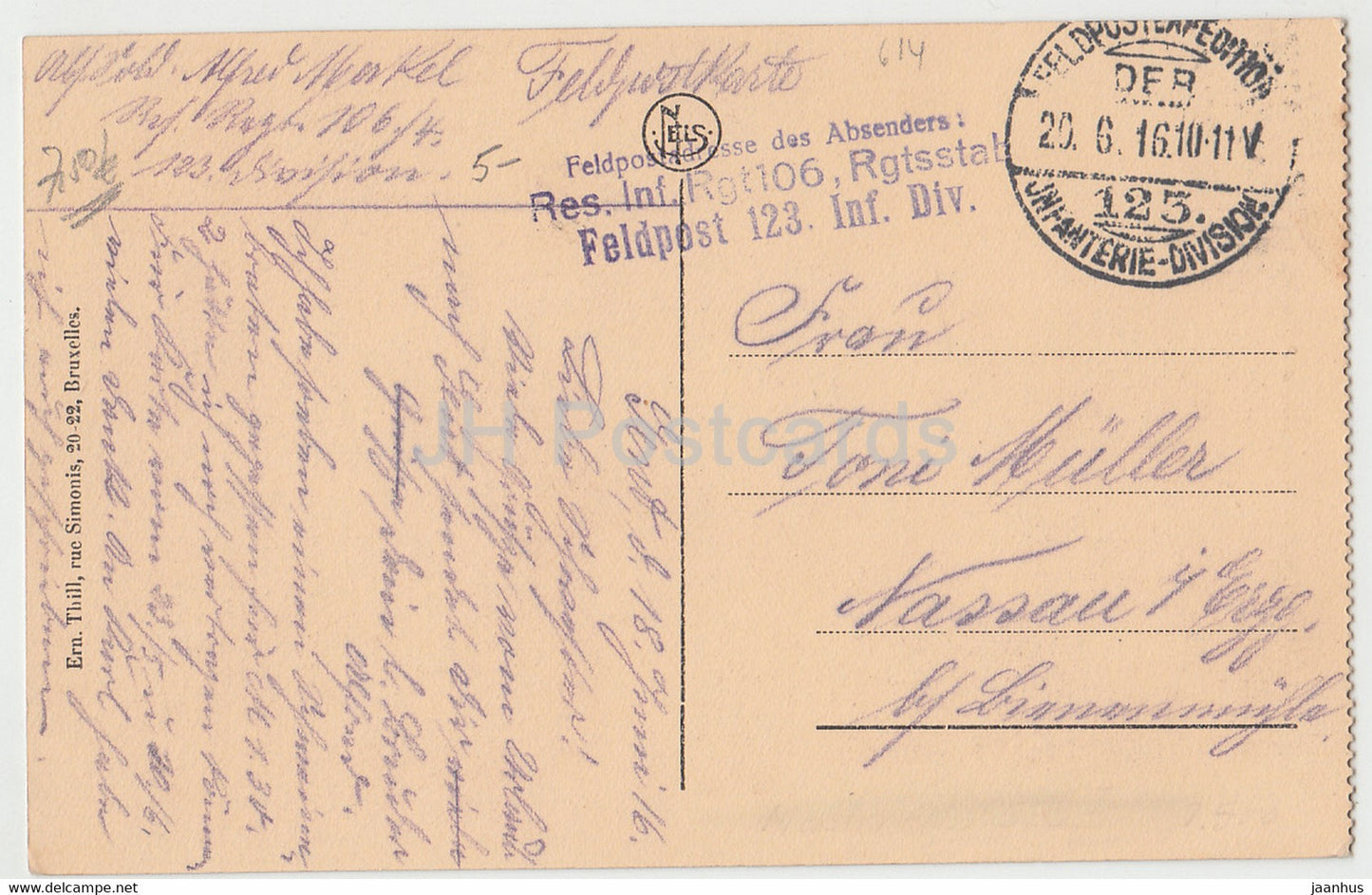 Gand - Gent - Beffroi Eglise St Nicolas et Panorama - Res Inf Rgt 106 - Feldpost - carte postale ancienne - 1916 - Belgique - occasion