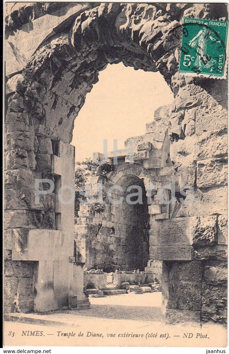 Nimes - Temple de Diane - Vue Exterieure - 83 - 1910 - old postcard - France - used - JH Postcards