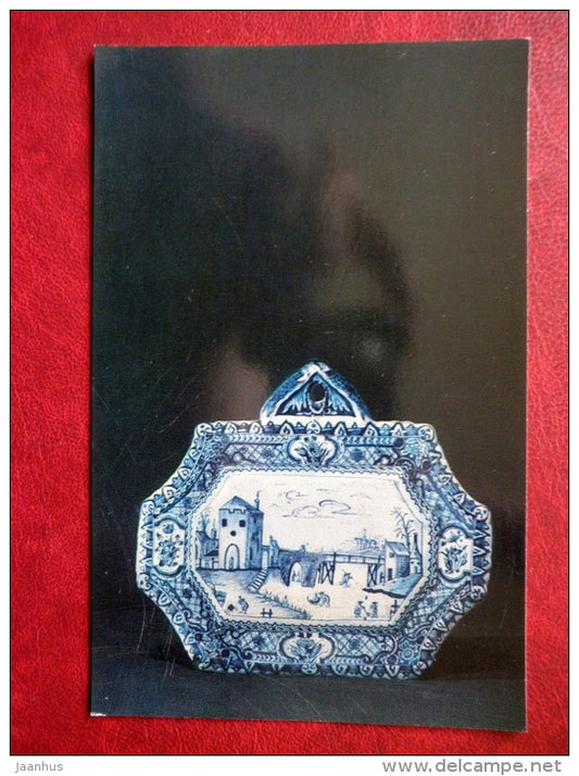 Plaque depicting genre scenes - Faience - Delftware - 1974 - Russia USSR - unused - JH Postcards