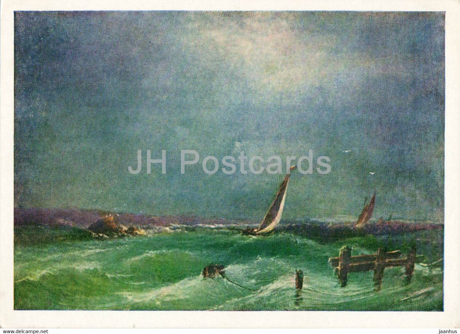 painting by A. Bogolyubov - Marina - sea - Russian art - 1955 - Russia USSR - unused - JH Postcards