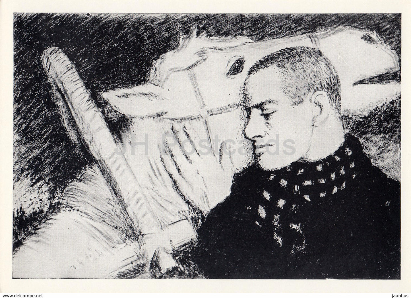 Russian writer Vladimir Mayakovsky - Treating horses well - horse - illustration - 1969 - Russia USSR - unused - JH Postcards