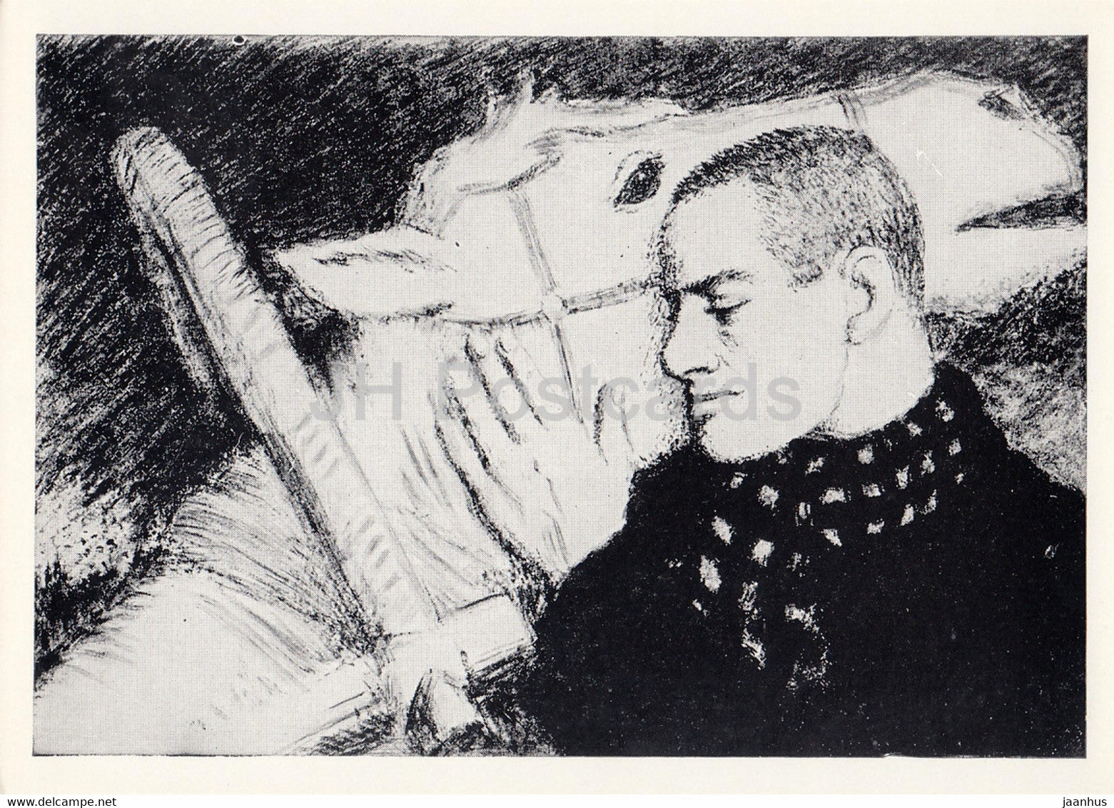 Russian writer Vladimir Mayakovsky - Treating horses well - horse - illustration - 1969 - Russia USSR - unused - JH Postcards